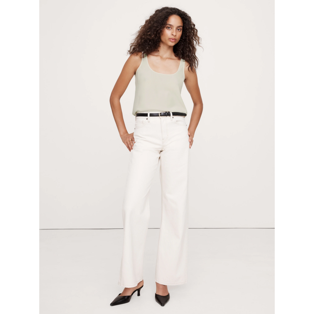 Banana Republic Essential Silk Tank in White